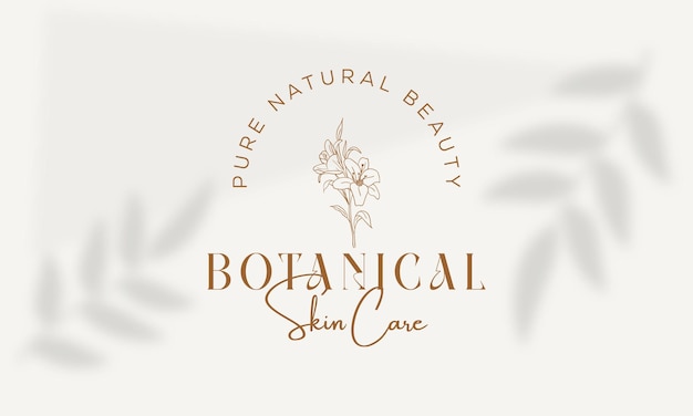 Hand drawn floral botanical feminine logo collection for beauty, natural, organic Premium vector