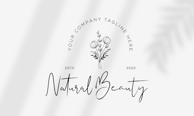 Hand drawn floral botanical logo bundle illustration collection for beauty natural organic Premium