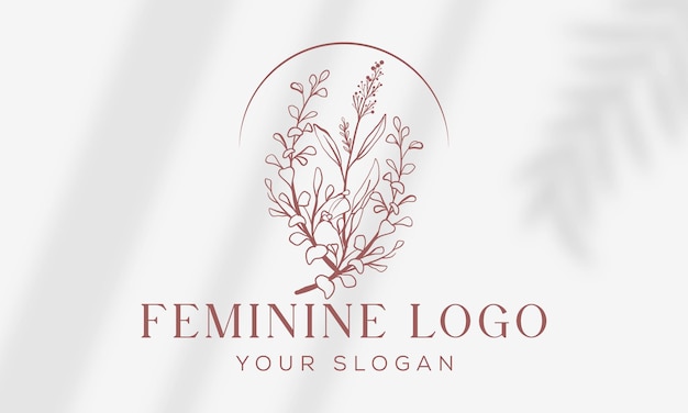 Hand drawn floral botanical logo bundle illustration collection for beauty natural organic Premium