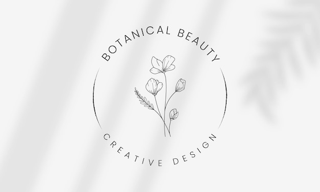 Vector hand drawn floral botanical logo bundle illustration collection for beauty natural organic premium