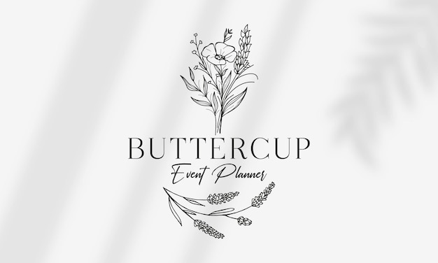 Hand drawn floral botanical logo bundle illustration collection for beauty natural organic Premium