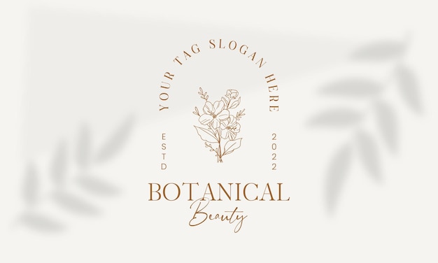 Vector hand drawn floral botanical logo bundle illustration collection for beauty, natural, organic premium