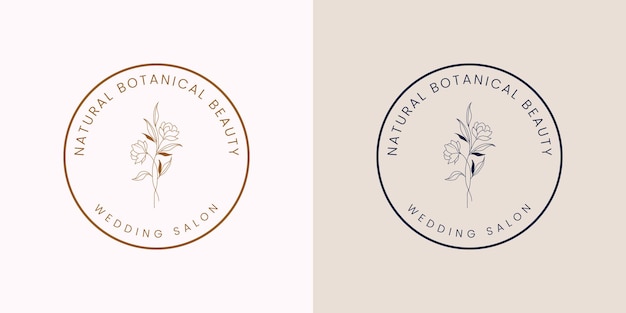 Hand drawn floral botanical logo bundle illustration collection for beauty, natural, organic Premium