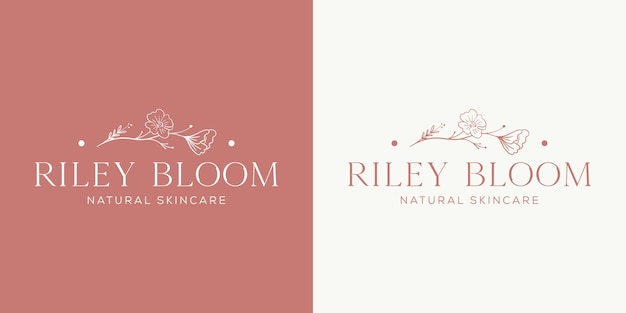 Hand-drawn floral botanical logo bundle illustration collection for beauty, natural, organic Premium