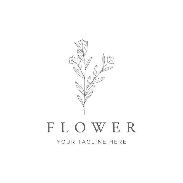 Vector hand drawn floral or botanical logo template