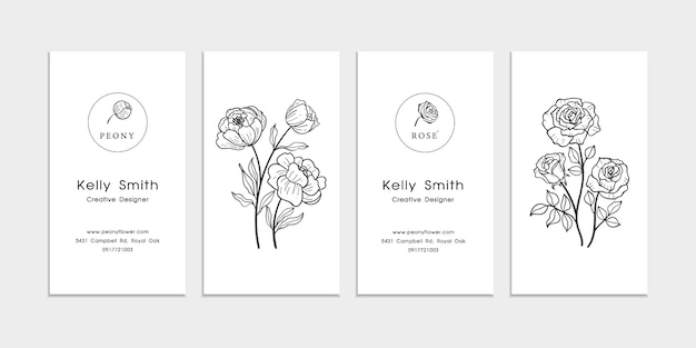 Hand drawn floral business card