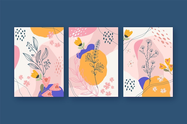 Hand drawn floral cards collection