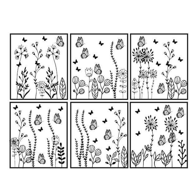 Hand drawn floral decorative elements