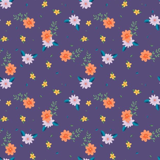 Hand drawn floral flower pattern Vector illustration