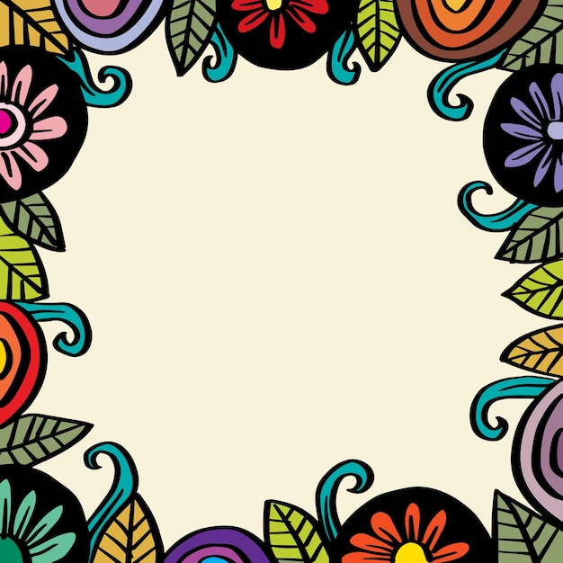 Hand drawn floral frame background