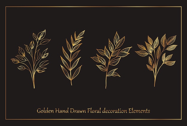 Hand drawn floral herbs set elements