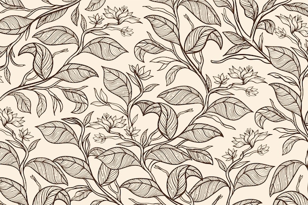 Hand drawn floral outline background