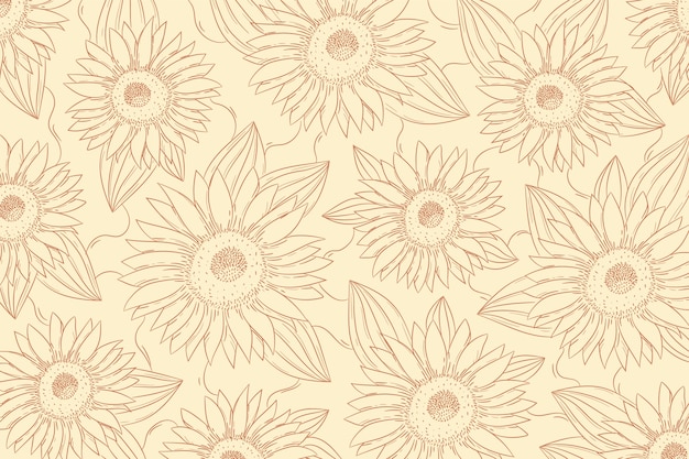 Hand drawn floral outline background