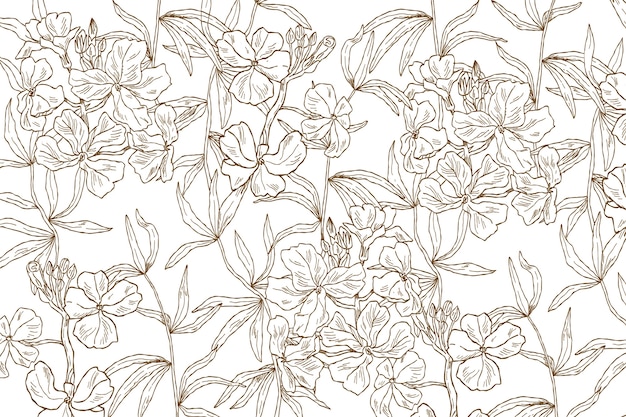 Hand drawn floral outline background