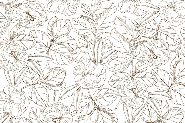 Hand drawn floral outline background