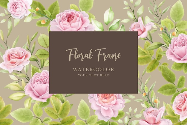 hand drawn floral roses border and frame design