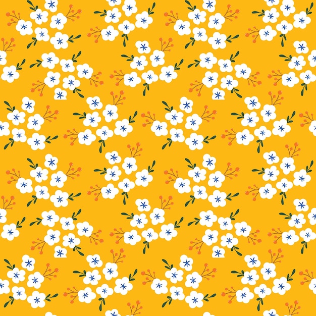 Hand drawn floral seamless pattern background