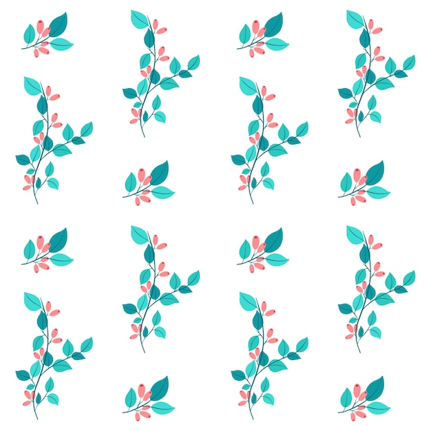 Hand drawn floral seamless pattern with branches and berries Vector illustration background