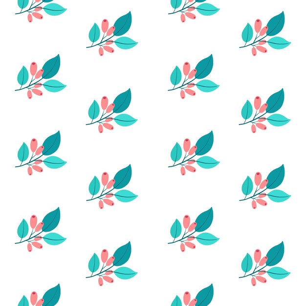 Hand drawn floral seamless pattern with branches and berries Vector illustration background