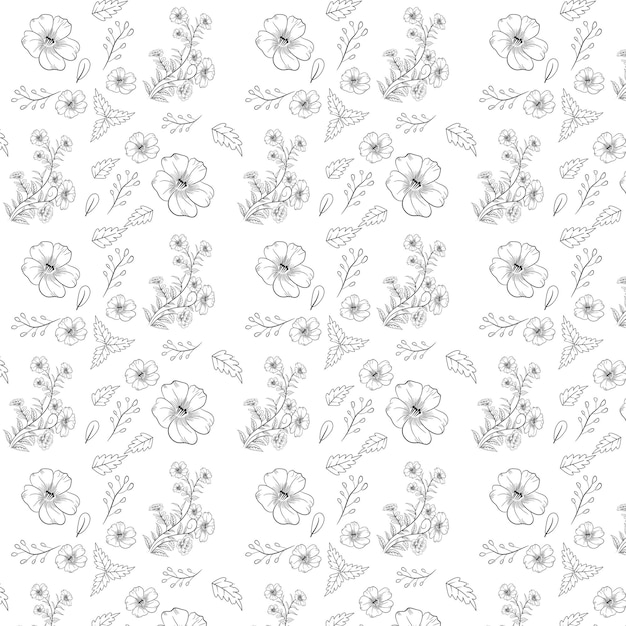 Hand drawn floral vector pattern Seamless floral pattern for summer