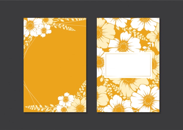 Hand drawn Floral Wedding Card template, Gold Card of empty frames for invitation card