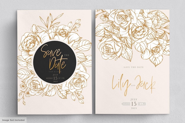 hand drawn floral wedding invitation card