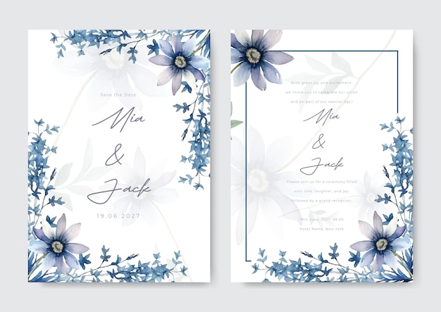 Hand drawn floral wedding invitation