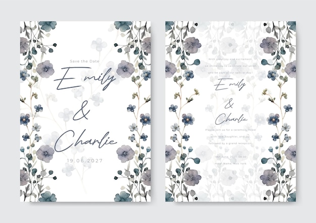 Hand drawn floral wedding invitation