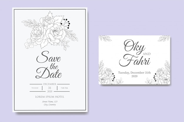 Hand Drawn Floral Wedding Invitation