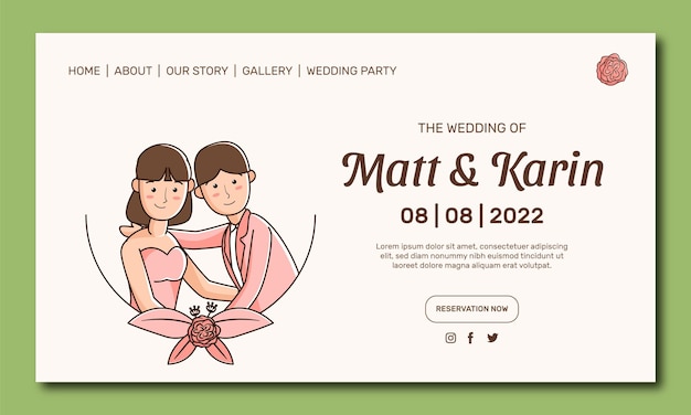 Hand drawn floral wedding landing page