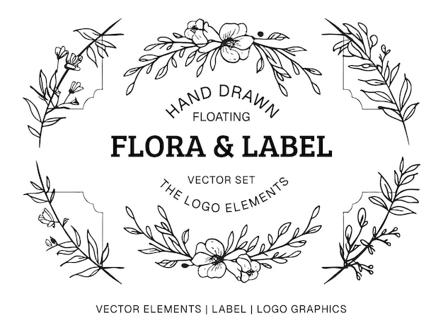 Hand Drawn Floral Wedding Set Vector