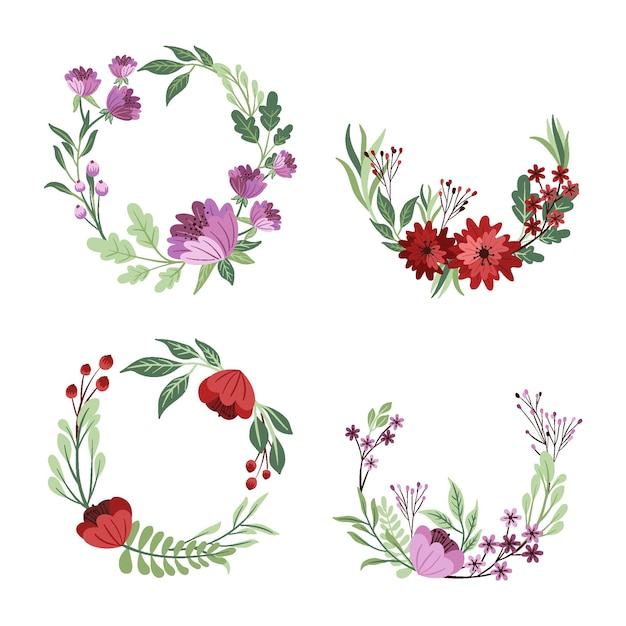 Hand drawn floral wreath collection