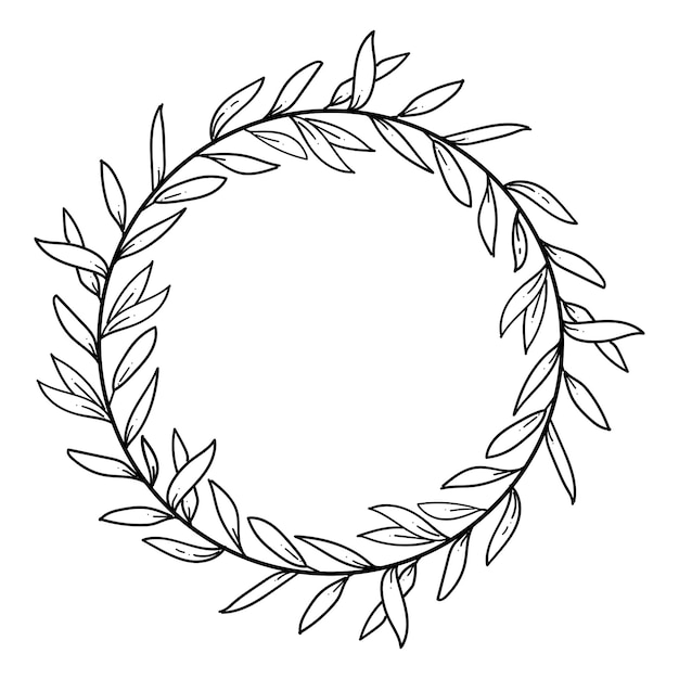 Hand-drawn Floral wreath, decorative frame