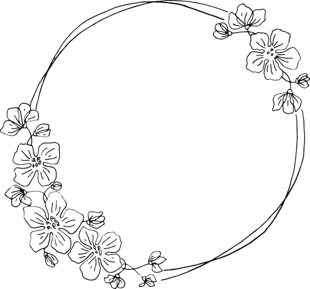 Hand drawn floral wreath with circles Liner