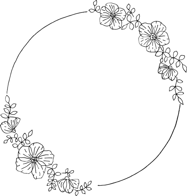 Hand drawn floral wreath with circles Liner