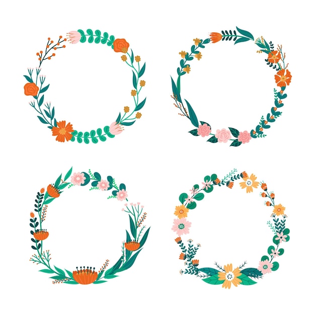 Hand drawn floral wreaths collection