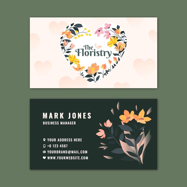 Hand drawn florist job horizontal business card