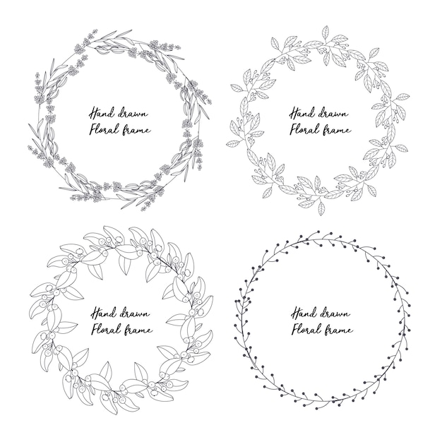 Hand drawn florral ornamental element collection