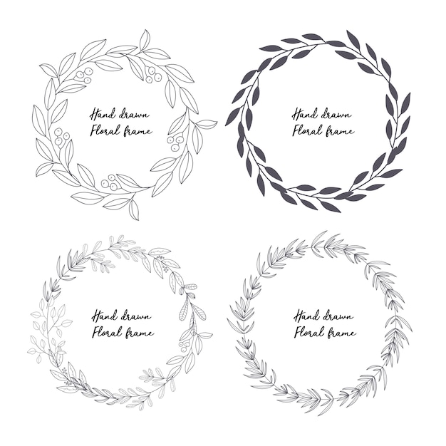 Vector hand drawn florral ornamental element collection