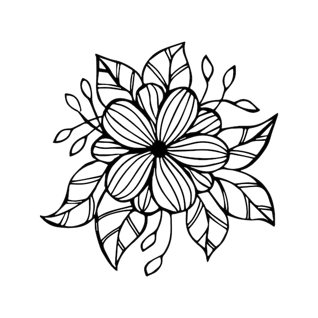 Hand drawn flower arrangement single element for coloring