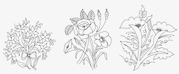 Hand drawn flower collection