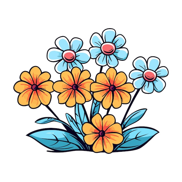 hand drawn flower coloring book illustration