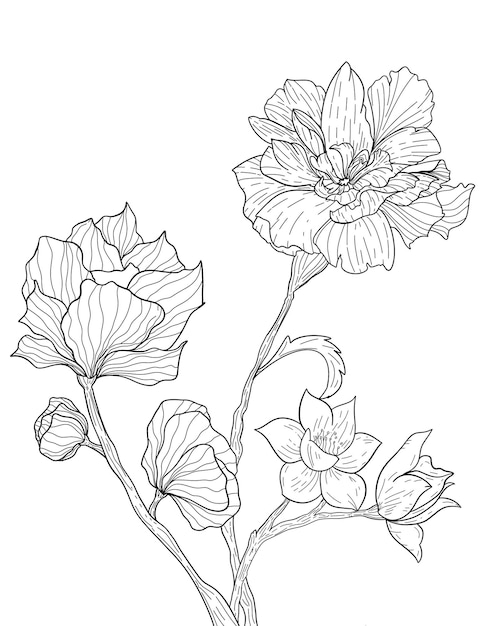 Hand drawn flower composition for kids.