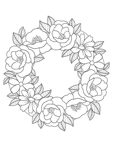 Hand drawn flower decorative sketch frame design