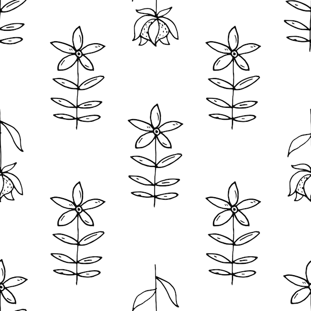 Hand Drawn flower doodle. Sketch style icon. Decoration element. Isolated on white background. Flat design. Vector illustration.