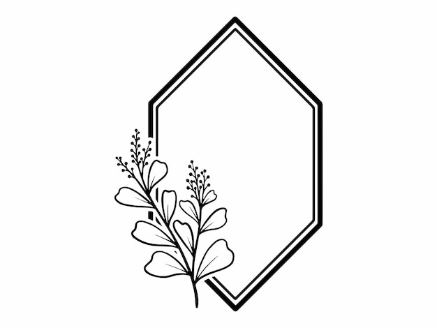 Hand Drawn Flower Frame Line Art