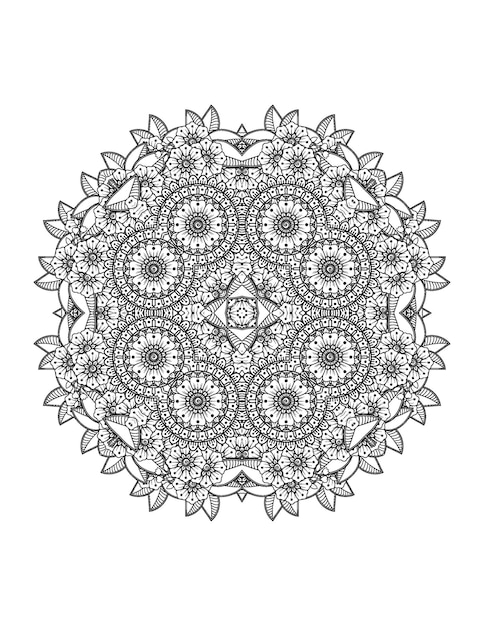 Hand drawn flower illustration Mandala coloring page for adult and mandala kdp interior