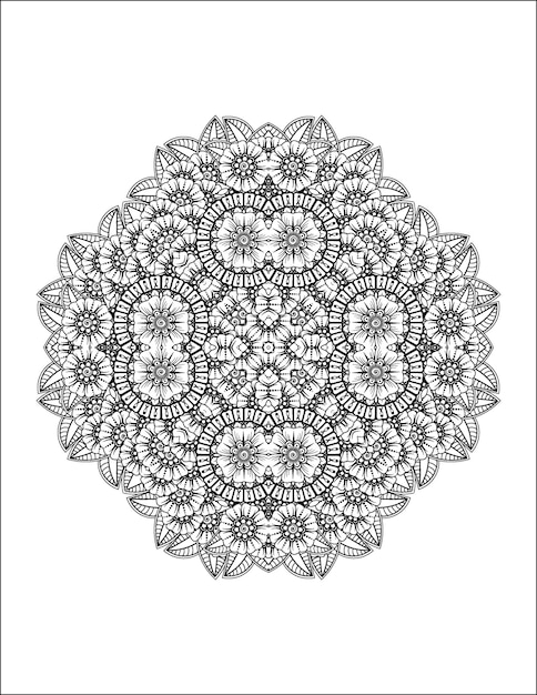 Hand drawn flower illustration Mandala coloring page for adult and mandala kdp interior