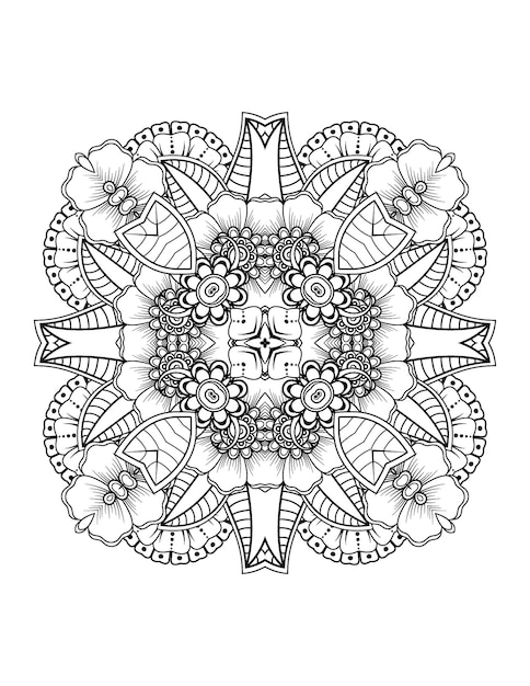 Hand drawn flower illustration Mandala coloring page for adult and mandala kdp interior