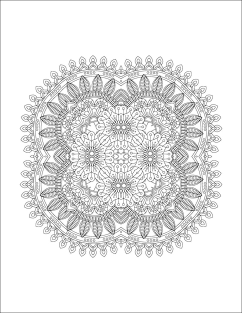 Hand drawn flower illustration Mandala coloring page for adult and mandala kdp interior